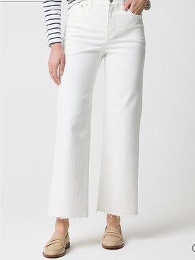 J. Crew White Wide-Leg Jeans with Raw Hem
